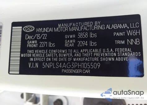 2023 Hyundai Elantra Sel from USA, damaged, VIN 5NPLS4AG3PH105509